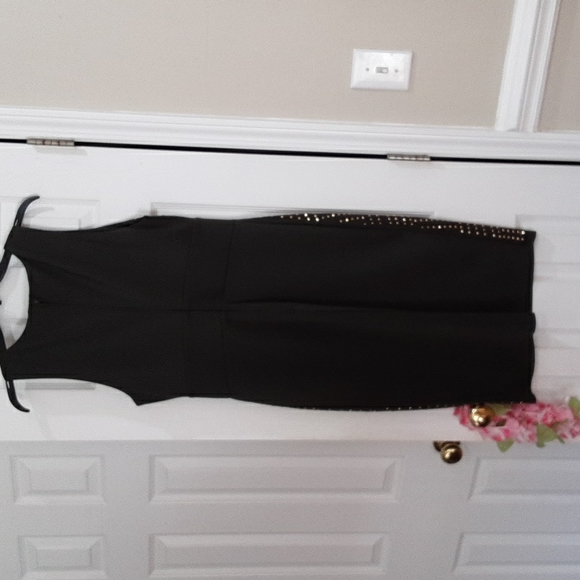 MAKE OFFER! Bold Olive Green w/ Gold Studs Bisou Bisou  dress NWOT - Picture 5 of 7